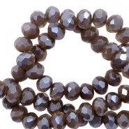 Faceted glass beads 6x4mm disc Ginger brown-pearl shine coating